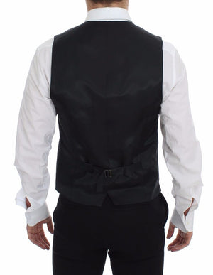 Dolce & Gabbana Gray Striped Wool Logo Vest Gilet Weste