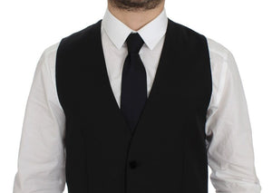 Dolce & Gabbana Black Wool Formal Dress Vest Gilet Weste