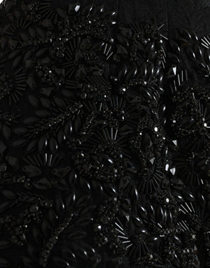 Dolce & Gabbana Black Crystal Handmade Knee Pencil Skirt