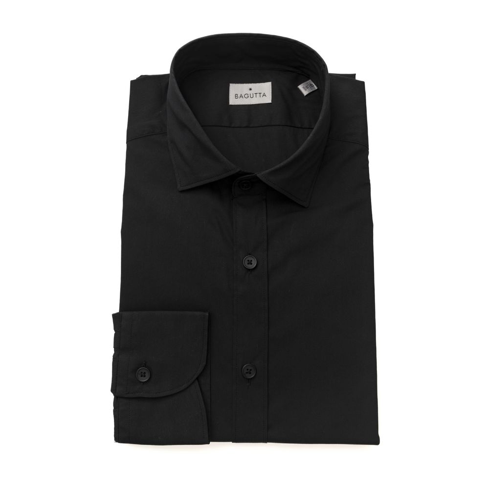 Bagutta Black Cotton Men's Slim Shirt