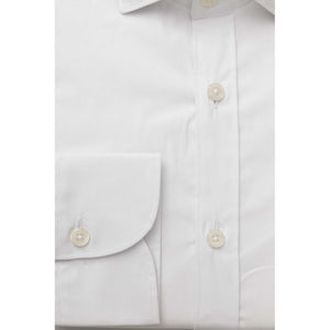 Bagutta White Cotton Men's Shirt Slim Fit With French Collar