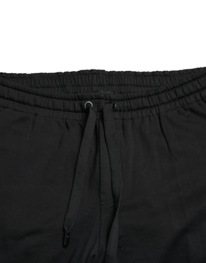 Dolce & Gabbana Black Cotton Logo Jogger Men Sweatpants Pants