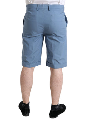 Dolce & Gabbana Sky Blue Cotton Folded Hem Men Bermuda Shorts