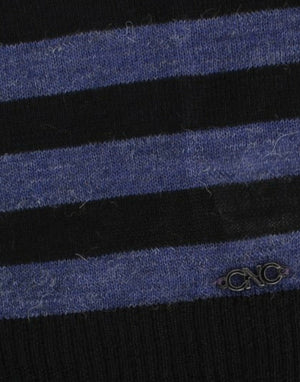 Costume National Black striped V-neck sweater