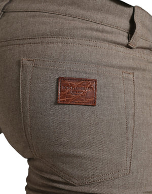 Dolce & Gabbana Brown Cotton Stretch Skinny Men Pants