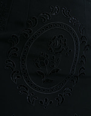 Dolce & Gabbana Black Floral Lace Viscose Bodycon Midi Dress