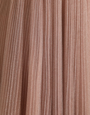 Dolce & Gabbana Pink One Shoulder Pleated Lame Tulle Dress