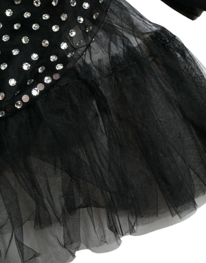 Dolce & Gabbana Black Crystal Embellished A-line Gown Dress