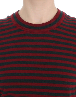 Dolce & Gabbana Red Gray Cashmere Short Sleeve Sweater