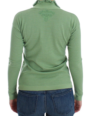Ermanno Scervino Green Wool Blend Striped Long Sleeve Sweater