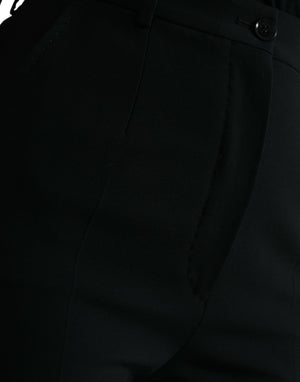 Dolce & Gabbana Black Wool High Waist Tapered Pants