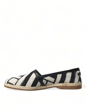Dolce & Gabbana Beige Black Striped Canvas Espadrilles MONDELLO Shoes