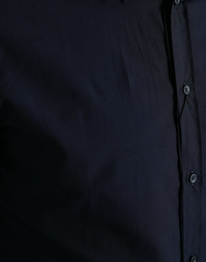 Dolce & Gabbana Navy Blue Slim Fit Formal GOLD Dress Shirt