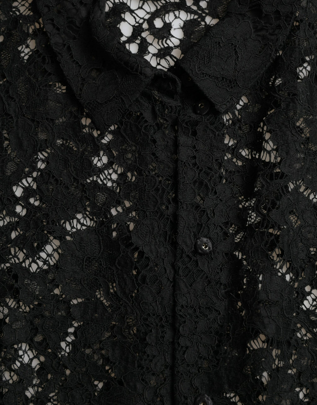 Dolce & Gabbana Black Floral Lace Long Sleeves Blouse Top