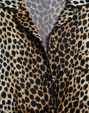Dolce & Gabbana Brown Leopard Print Long Sleeves Blouse Top