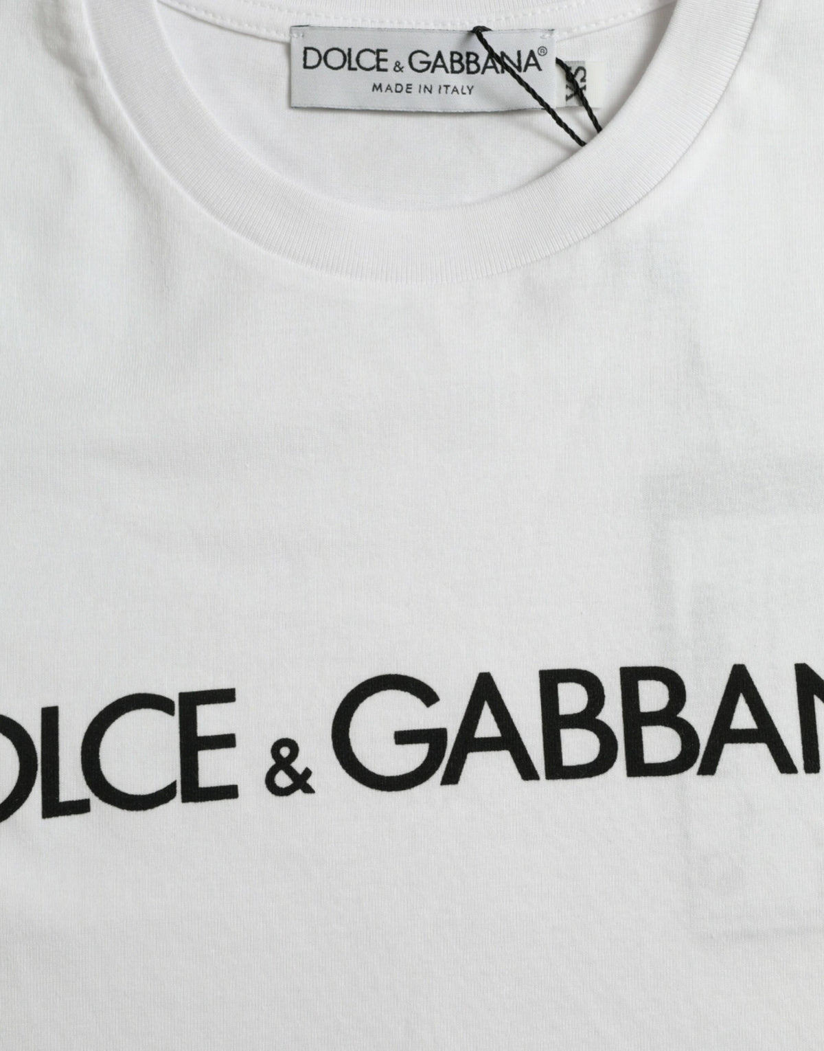 Dolce & Gabbana White Logo Print Cotton Crew Neck T-shirt