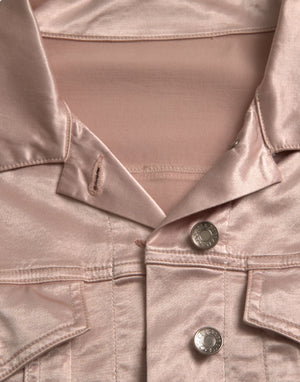 Dolce & Gabbana Pink Cotton Stretch Collared Cropped Jacket