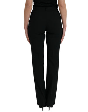Dolce & Gabbana Black Wool Mid Waist Tapered Pants