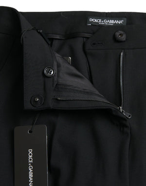 Dolce & Gabbana Black Wool Mid Waist Tapered Pants