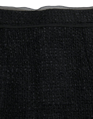 Dolce & Gabbana Black Wool High Waist Pencil Cut Midi Skirt