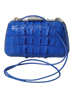 Balenciaga Blue Exotic Skin Leather Shoulder Crossbody Box Clutch Bag