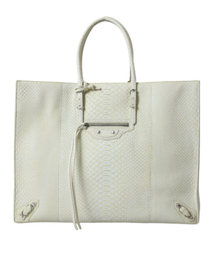 Balenciaga White Yellow Exotic Skin Leather Shopping Tote PAPIER Bag