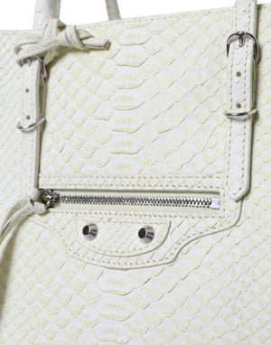 Balenciaga White Yellow Exotic Skin Leather Shopping Tote PAPIER Bag