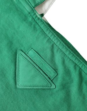 Prada Green Jersey Fabric Logo Shoulder Shopping Tote Shopping Bag