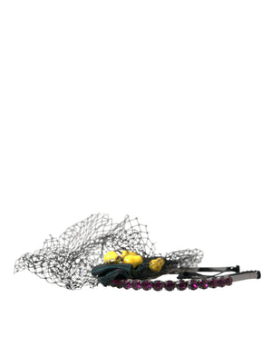 Dolce & Gabbana Black Lemons Sicily Purple Crystal Net Headband Diadem