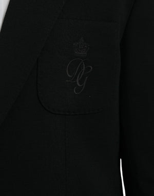 Dolce & Gabbana Black Wool Notch Single Breasted Coat Blazer