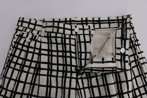 Dolce & Gabbana White Black Striped Casual Shorts