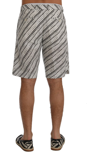 Dolce & Gabbana White Black Striped Casual Shorts