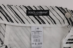 Dolce & Gabbana White Black Striped Casual Shorts