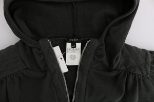 Exte Gray Top Hooded Cotton Zipper Sweater