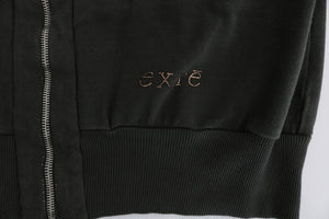 Exte Gray Top Hooded Cotton Zipper Sweater