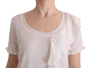 MARGHI LO' White 100% Lana Wool Top Blouse T-shirt