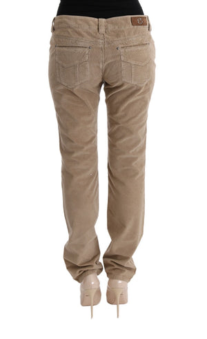 Ermanno Scervino Beige Cotton Velvet Regular Fit Pants