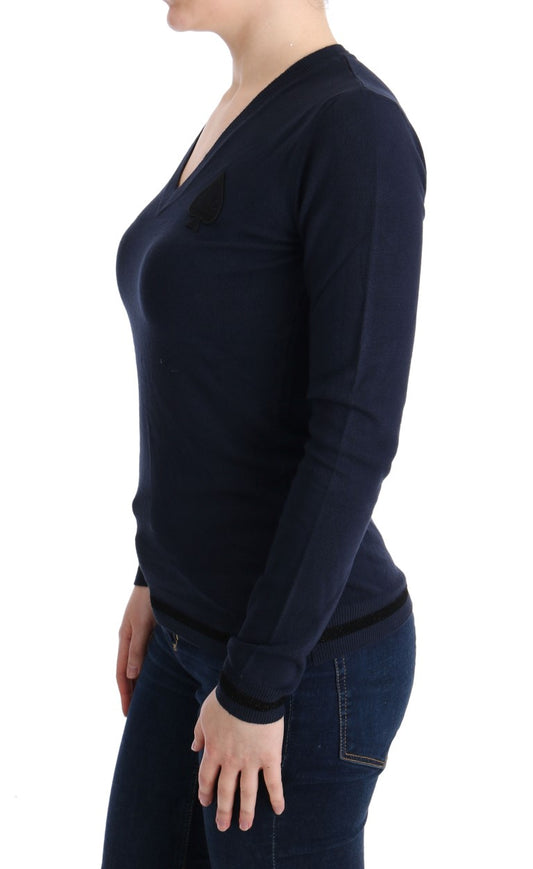 Costume National Blue V-neck Viscose Sweater