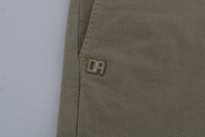 Daniele Alessandrini Beige Cotton Stretch Slim Fit Chinos