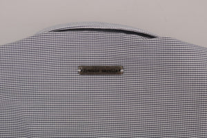 Frankie Morello White Blue Check Casual Cotton Regular Fit Shirt