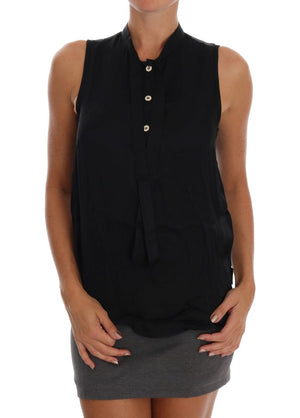 Versace Jeans Black Sleeveless Viscose Blouse Top
