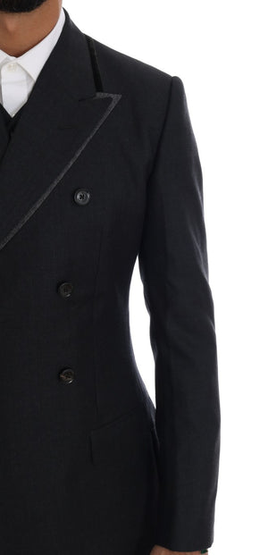 Dolce & Gabbana Gray Wool Double Breasted 3 Piece Suit