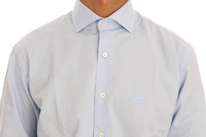 Cavalli Light Blue Cotton Slim Fit Dress Shirt