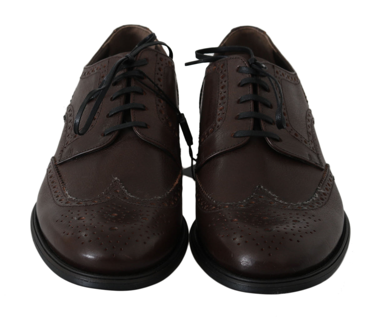 Dolce & Gabbana Brown Leather Brogue Derby Dress Shoes