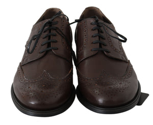 Dolce & Gabbana Brown Leather Brogue Derby Dress Shoes
