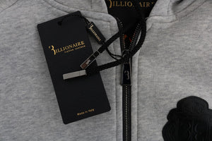 Billionaire Italian Couture Gray Cotton Hooded Sweatsuit
