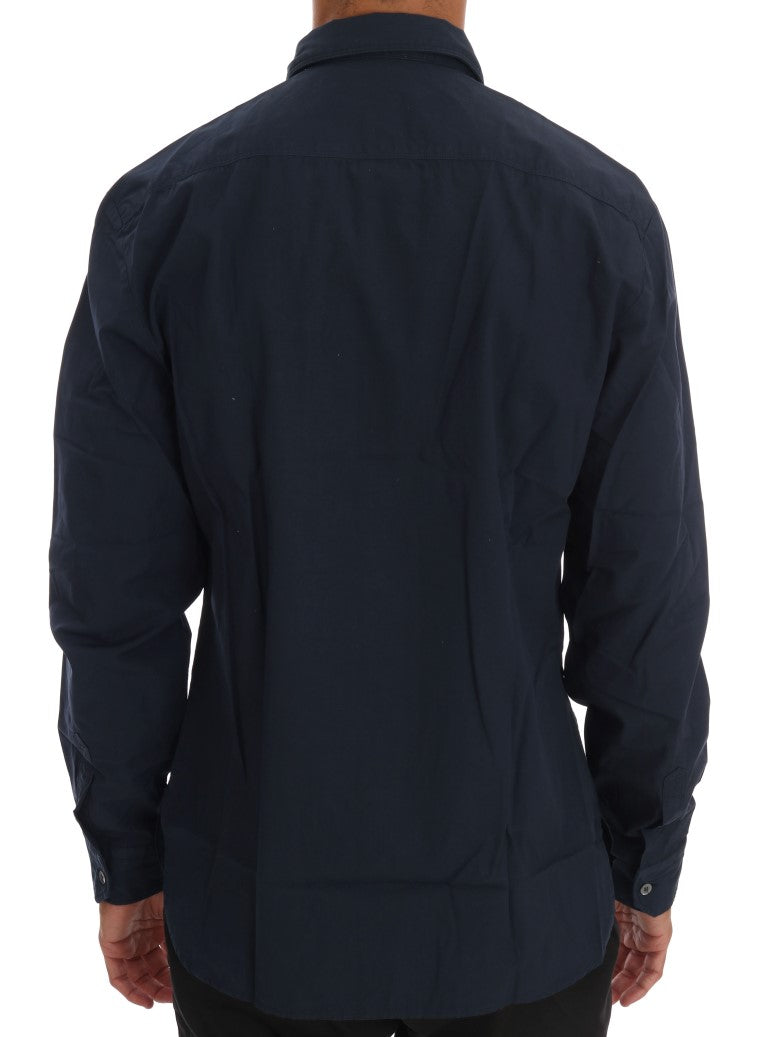 John Galliano Blue Casual Cotton Long Sleeve Shirt