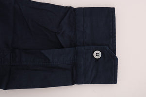 John Galliano Blue Casual Cotton Long Sleeve Shirt