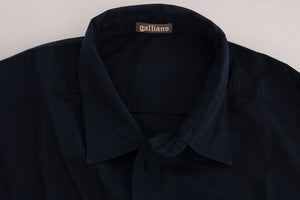 John Galliano Blue Casual Cotton Long Sleeve Shirt