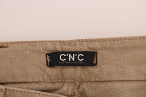 Costume National Beige Cotton Stretch Slim Fit Jeans